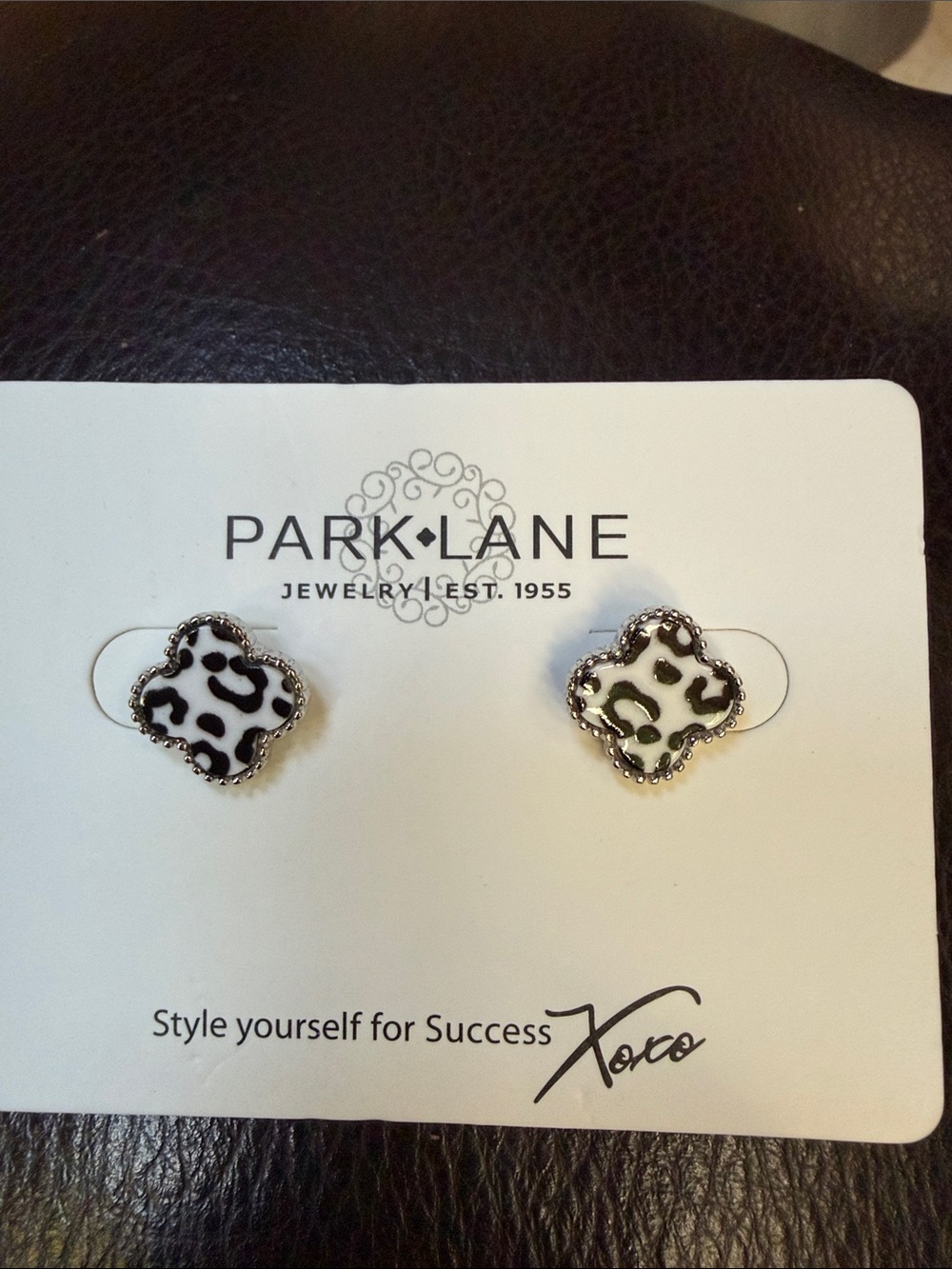 White Leopard “LANA” Stud Earrings by Park Lane - Picture 2 of 4